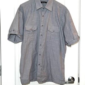 Pierre Cardin Light Gray Casual Regular Fit, Button-Down Shirt, Size XL